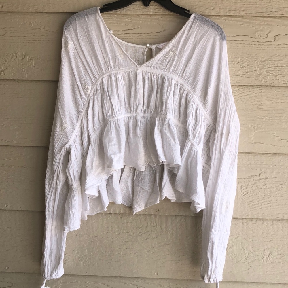 White flowy top